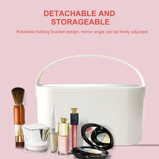 Portable LED Light Beauty Box Storage with Mirror