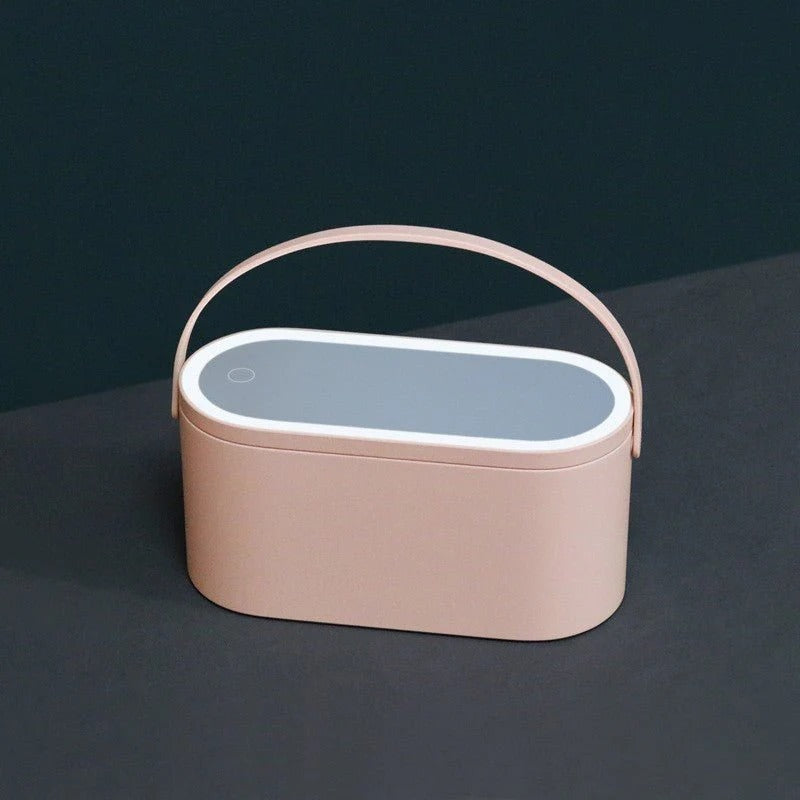 Portable LED Light Beauty Box Storage with Mirror