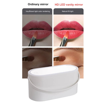 Portable LED Light Beauty Box Storage with Mirror