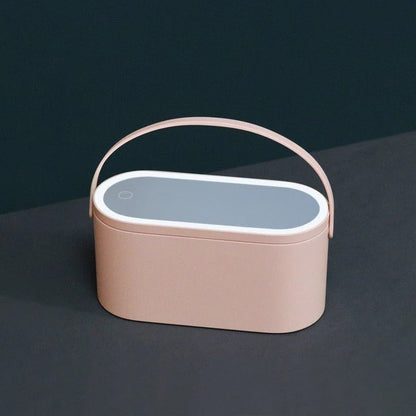 Portable LED Light Beauty Box Storage with Mirror