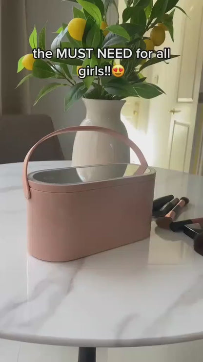 Portable LED Light Beauty Box Storage with Mirror